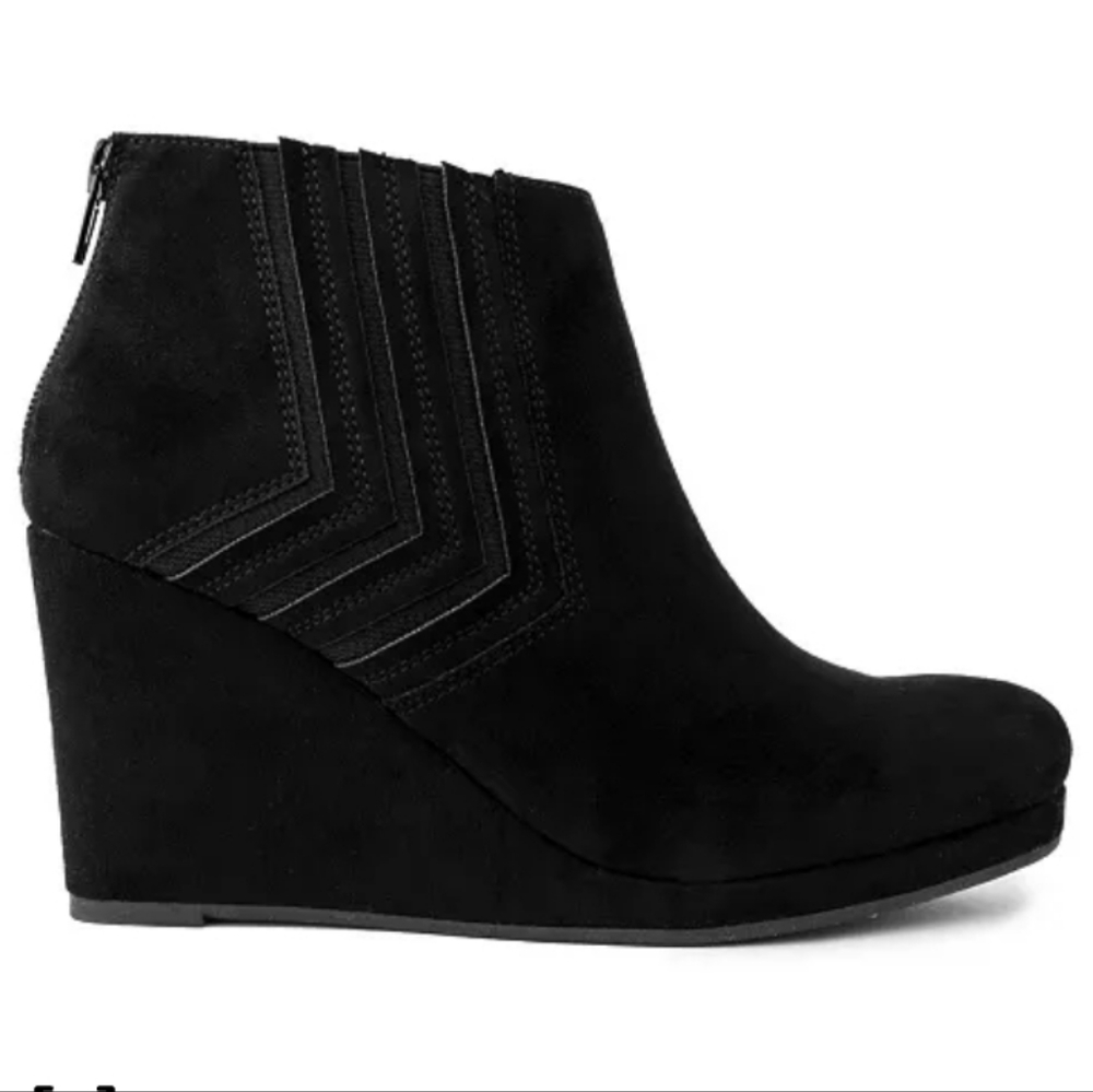 Sugar Jayla Wedge Anklr Booties Black -6.5 - Picture 2 of 9